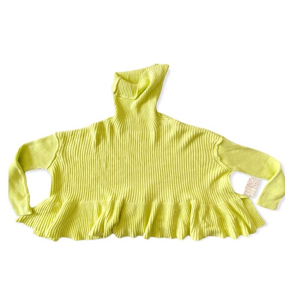 NWT Free People Cotton Blend Sweater,  Size M, Key Lime - Picture 8 of 14
